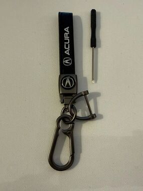 Acura Key Fob Keychain in Black Leather with Logo NWT
